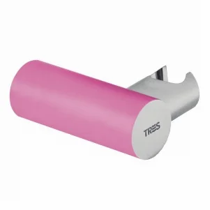 Держатель душа круглый Tres розовый-хром