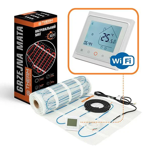 Комплект тепла підлога Therm FEP-200 - 0,5 м² (з білим програмованим WiFi терморегулятором)