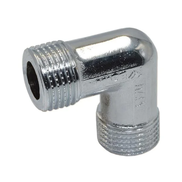 Коліно латунне хромоване Pattaroni Ø 1/2" зовн.- зовн. різьба