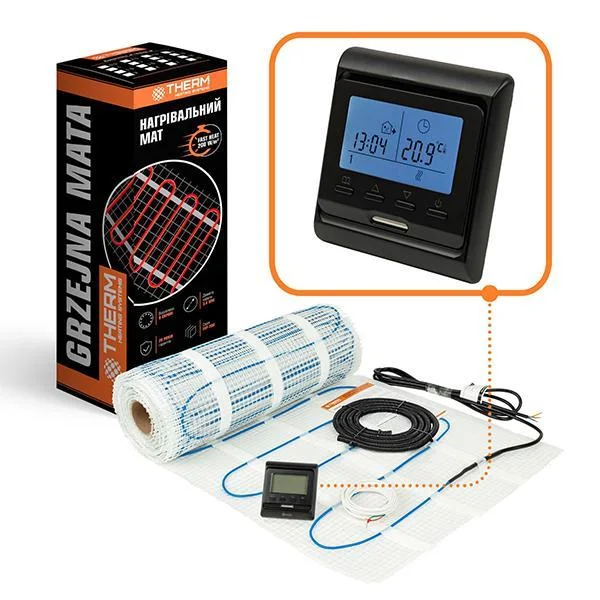 Комплект тепла підлога Therm FEP-200 - 3,5 м² (з чорним програмованим терморегулятором)