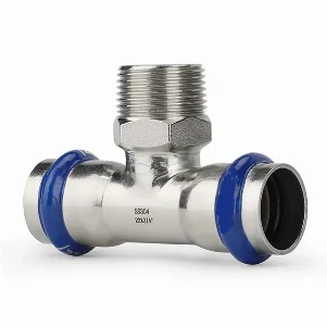 Тройник пресс нержавейка ASG Inox Press Ø 15×1/2"×15 мм, наружная резьба