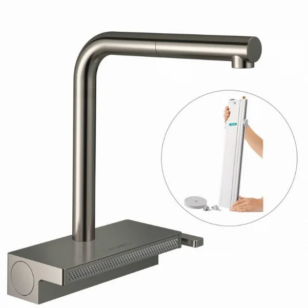 Смеситель Hansgrohe Aquno Select M81 для кухонной мойки с выдвижным душем, под сталь 73830800