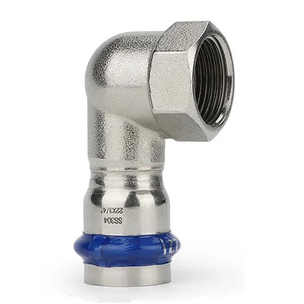 Коліно коротке прес нержавійка ASG Inox Press Ø 28×1/2" внутрішня різьба