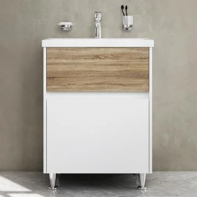 Тумба з раковиною підлогова 60 см, 2 ящика AM.PM Gem S M91-FSX0602-WC0602WF38