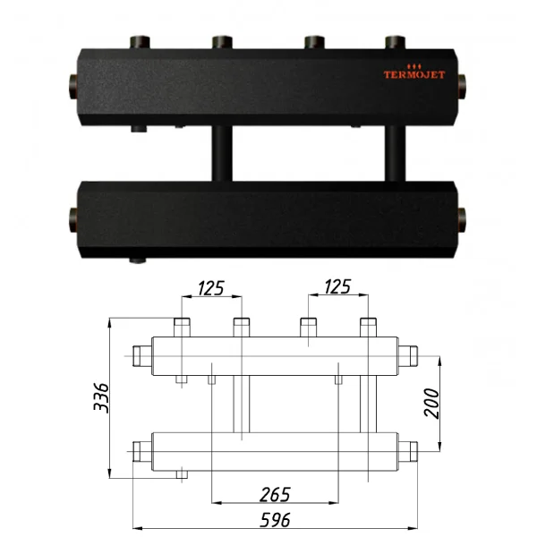 Коллектор для котельной Termojet К22В125(150) Ø 1"×1" - 2+1 контуров (в изоляции)