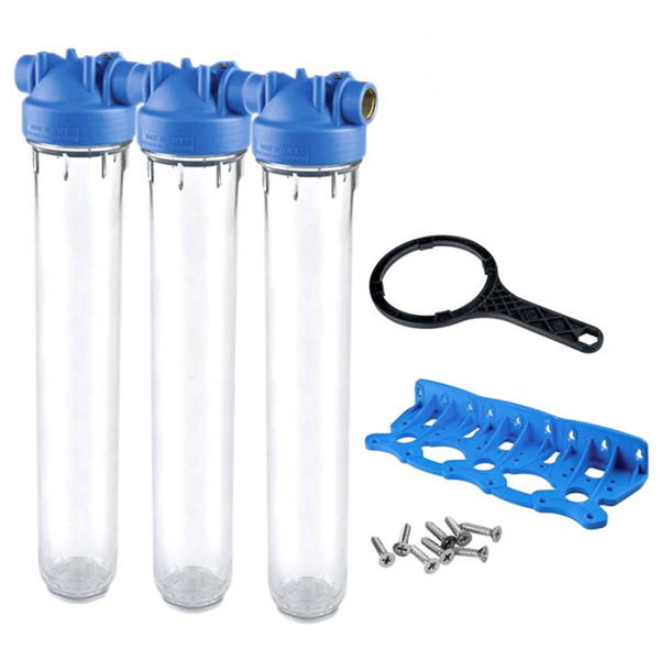Фільтр магістральний Atlas Filtri 20" Slim DP Trio Ø 1/2" OT (TS прозорий корпус) KIT