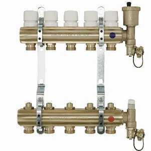 Колектор латунний в зборі Bianchi Ø 1"×3/4" EK - 7 контурів (без кранів, без витратомірів)