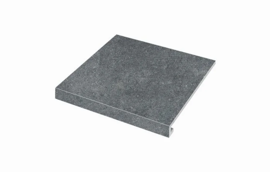 Ступень угловая левая с капиносом SZRXRM9BRC1 CONCRETE Nero 300-35x345x9,2 Zeus Ceramica