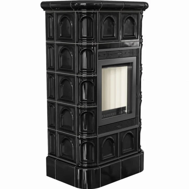 Кафельная печь-камин Kratki Blanka 8,0 кВт, черная