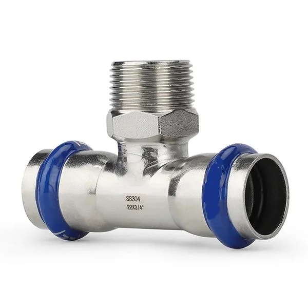 Тройник пресс нержавейка ASG Inox Press Ø 15×1/2"×15 мм, наружная резьба