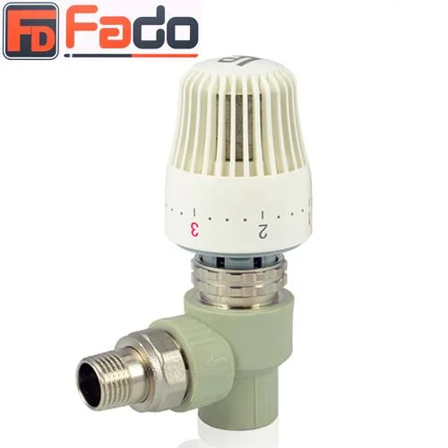 ППР Кран радиаторный угловой Fado Ø 20×1/2" с термоголовкой
