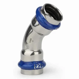 Коліно прес нержавійка (2 муфти) ASG Inox Press Ø 76.1/45° мм