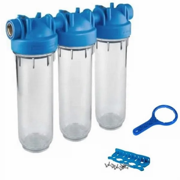 Фильтр магистральный Atlas Filtri 10" DP Trio Ø 1" OT (TS прозрачный корпус) KIT