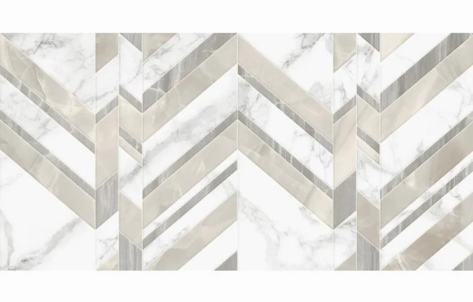 Плитка настенная Marmo Bianco шеврон 300x600x9 Golden Tile