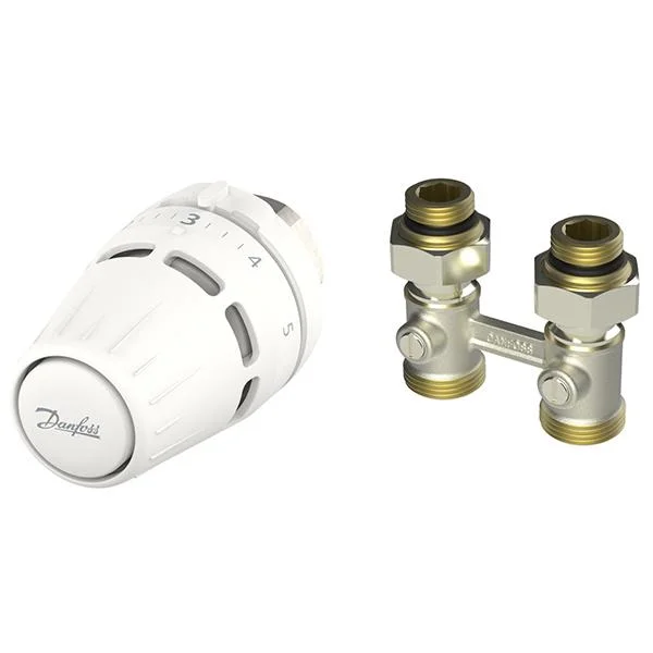 Комплект для нижнього підключення радіатора Danfoss Regus M30×1,5+  RLV-KB Ø 3/4"×1/2" прямий