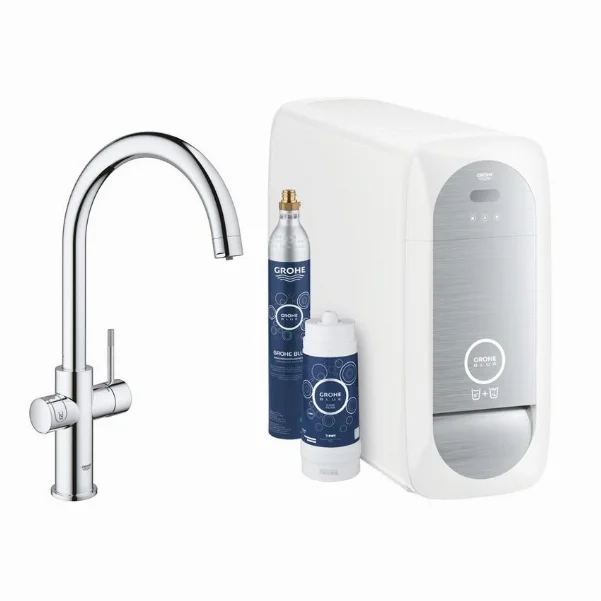 Смеситель однорычажный GROHE BLUE HOME для мойки с функцией очищения воды, С-излив