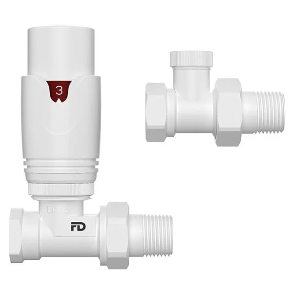 Комплект радіаторних кранів термостатичний Fado Premio Ø 1/2" прямой, колір: білий