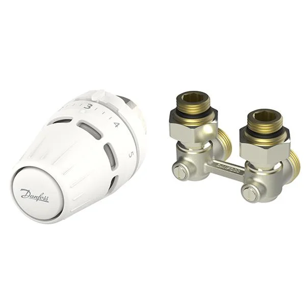Комплект для нижнього підключення радіатора Danfoss Regus M30×1,5 + RAS-CK Ø 3/4"×1/2" кутовий