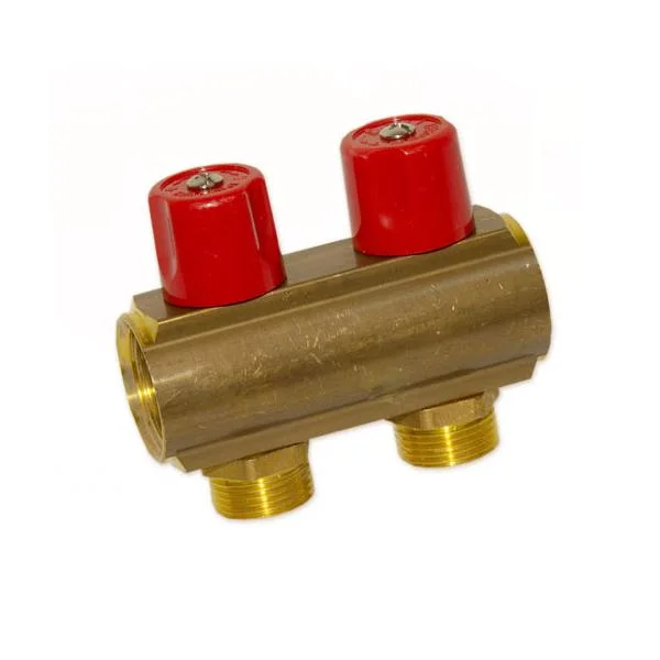 Колектор з вентилями Bianchi Ø 1"×3/4" EK - 2 контури, I=50 мм (red/червоний)