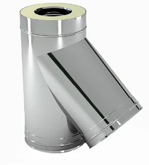 Тройник для дымохода сэндвич Ø 400×460/45° мм (нерж.- нерж. сталь 0,5 мм AISI)