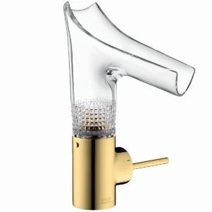 Змішувач для умивальника Axor Starck V 140, алмазна гравірування, золото