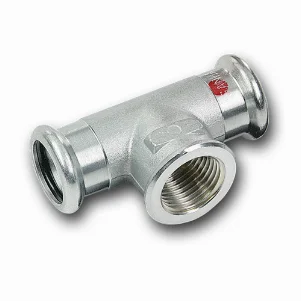 Трійник прес оцинковка SANHA Therm Press 28×3/4"×28 мм, з внутрішньою різьбою (код. 24130g)