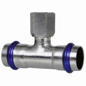 Тройник пресс нержавейка ASG Inox Press Ø 28×1/2"×28 мм, внутренняя резьба