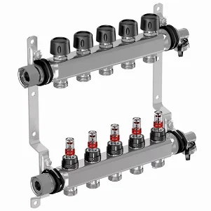 Колекторна група Uponor Vario S Ø 1×3/4″ EK - 6 контурів (з витратомірами)