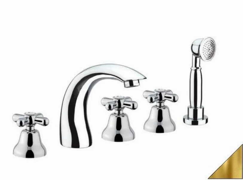 Змішувач Fiore Margot 26GO0608 на борт ванни, на 5 отворів, золото