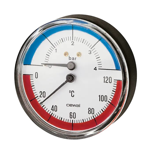 Термоманометр фронтальний Cewal Ø 80 - 1/2″, 0...120 °С, 4 бар