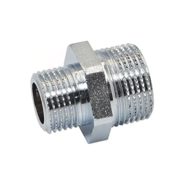 Ніпель редукційний хром Pattaroni Ø 1/2"×3/4" зовнішня різьба