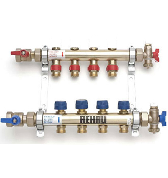 Колектор REHAU HKV Ø 1"×3/4" EK - 10 контурів (без витратомірів)