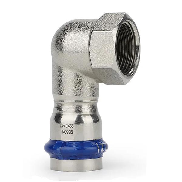 Колено короткое пресс нержавейка ASG Inox Press Ø 22×3/4" внутренняя резьба