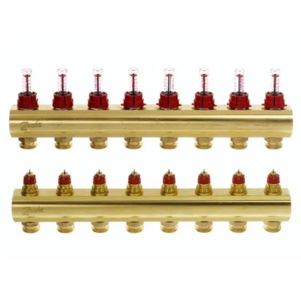 Колектор Danfoss FHF 8+8 с ротаметрами