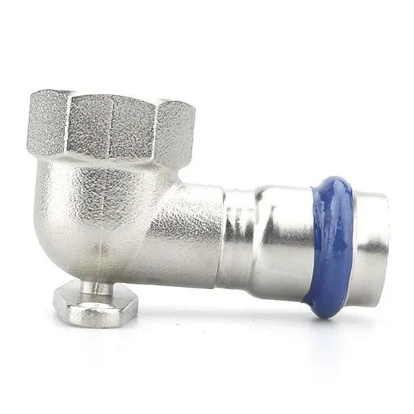 Коліно настінне прес нержавійка ASG Inox Press Ø 22×3/4" внутрішня різьба