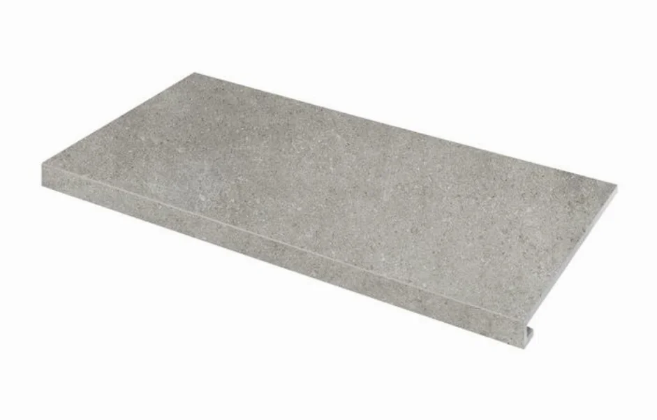 Ступень угловая левая с капиносом SZRXRM8BRR1 Concrete Grigio 345-35x600x9,2 Zeus Ceramica