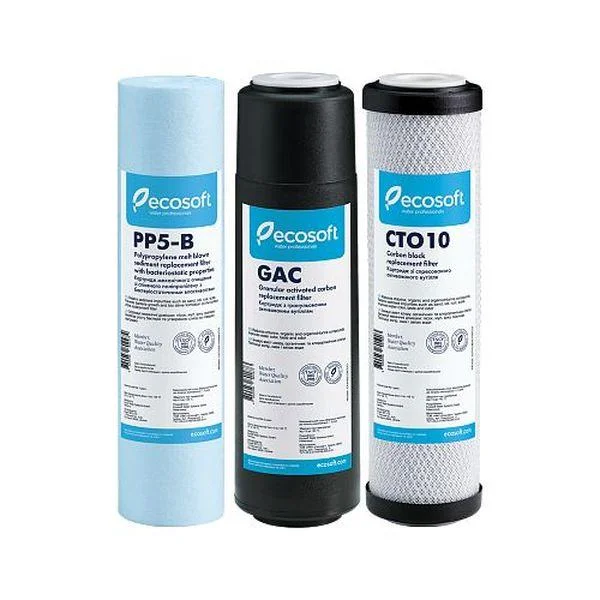 Комплект картриджей Ecosoft 1-2-3 для обратного осмоса (в комплекте картридж: полипропилен, уголь, уголь)