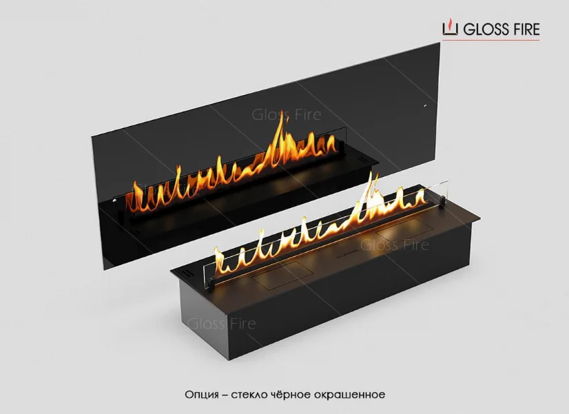 Скло чорне фарбоване для біокаміна Gloss Fire