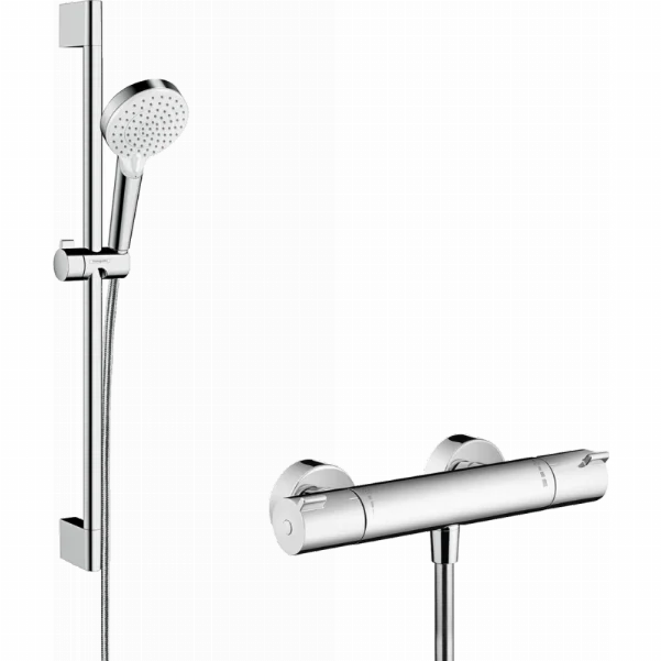 Душевой набор Crometta Vario/Ecostat 1001 CL Combi, 0.65 м, белый/хром