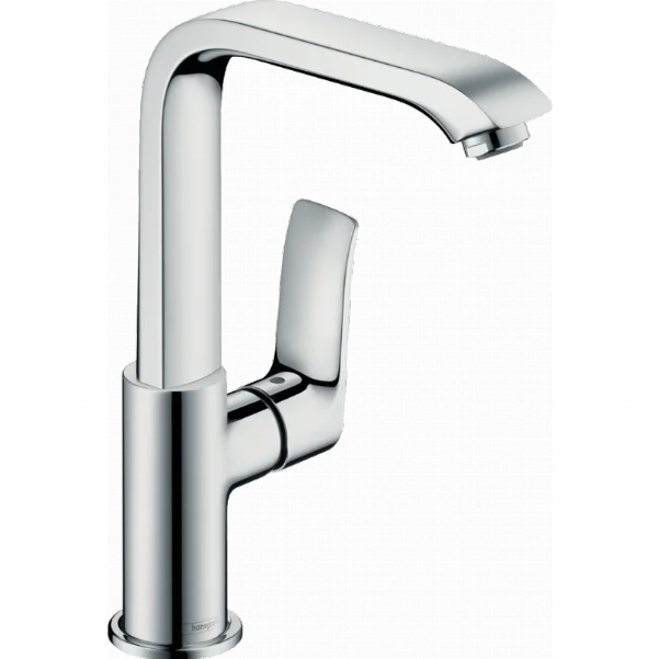 Смеситель Hansgrohe Metris для раковины с поворотным изливом и сливным клапаном Push-Open, хром 31187000
