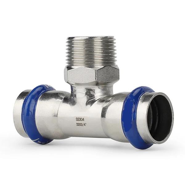 Тройник пресс нержавейка ASG Inox Press Ø 28×3/4"×28 мм, наружная резьба
