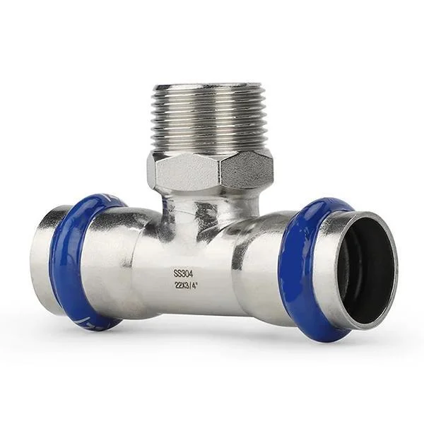 Трійник прес нержавійка ASG Inox Press Ø 18×3/4"×18 мм, зовнішня різьба