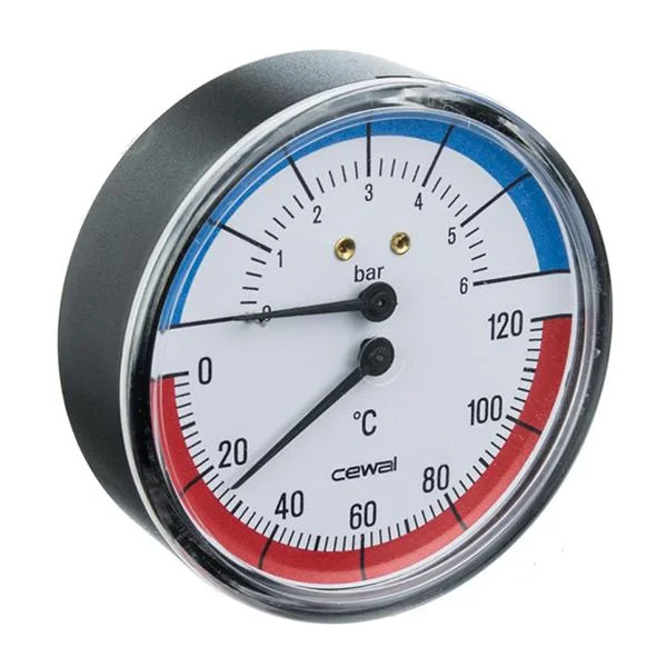 Термоманометр фронтальний Cewal Ø 80 - 1/2″, 0...120 °С, 6 бар