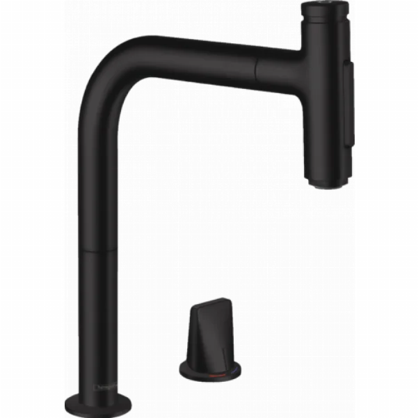 Смеситель Hansgrohe Metris Select M71 для кухонной мойки с выдвижным душем, матовый черный 73818670