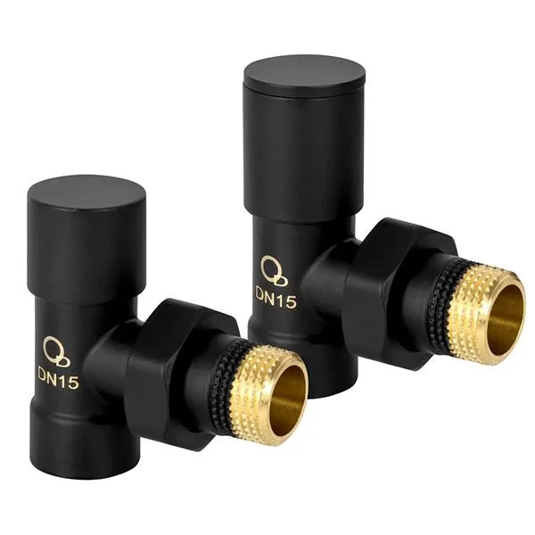 Комплект радіаторних кранів Invena Black Ø 1/2" кутові (колір: чорний)