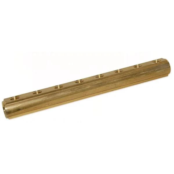 Коллекторная балка латунная Bianchi Ø 1"×1/2" - 8 контуров, I=50 мм (с отверстием под спускник воздуха 3/8")