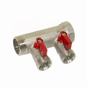 Коллектор с шаровыми кранами Bianchi Ø 1"×3/4" EK - 2 контура, I=45 мм (red/красный)