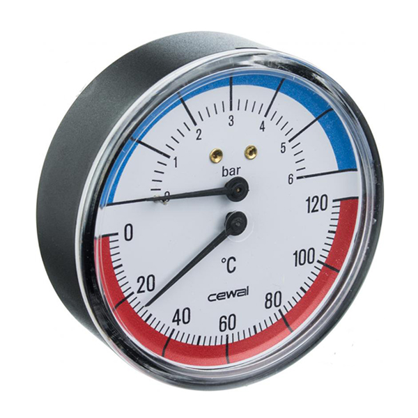 Термоманометр фронтальний Cewal Ø 80 - 1/2″, 0...120 °С, 6 бар