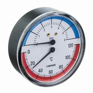 Термоманометр фронтальний Cewal Ø 80 - 1/2″, 0...120 °С, 6 бар