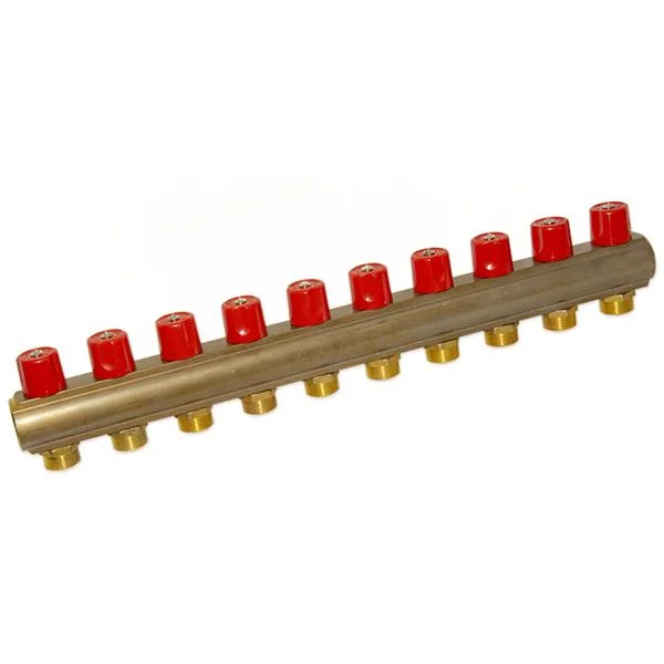 Коллектор с вентилями Bianchi Ø 1"×3/4" EK - 10 контуров, I=50 мм (red/красный)